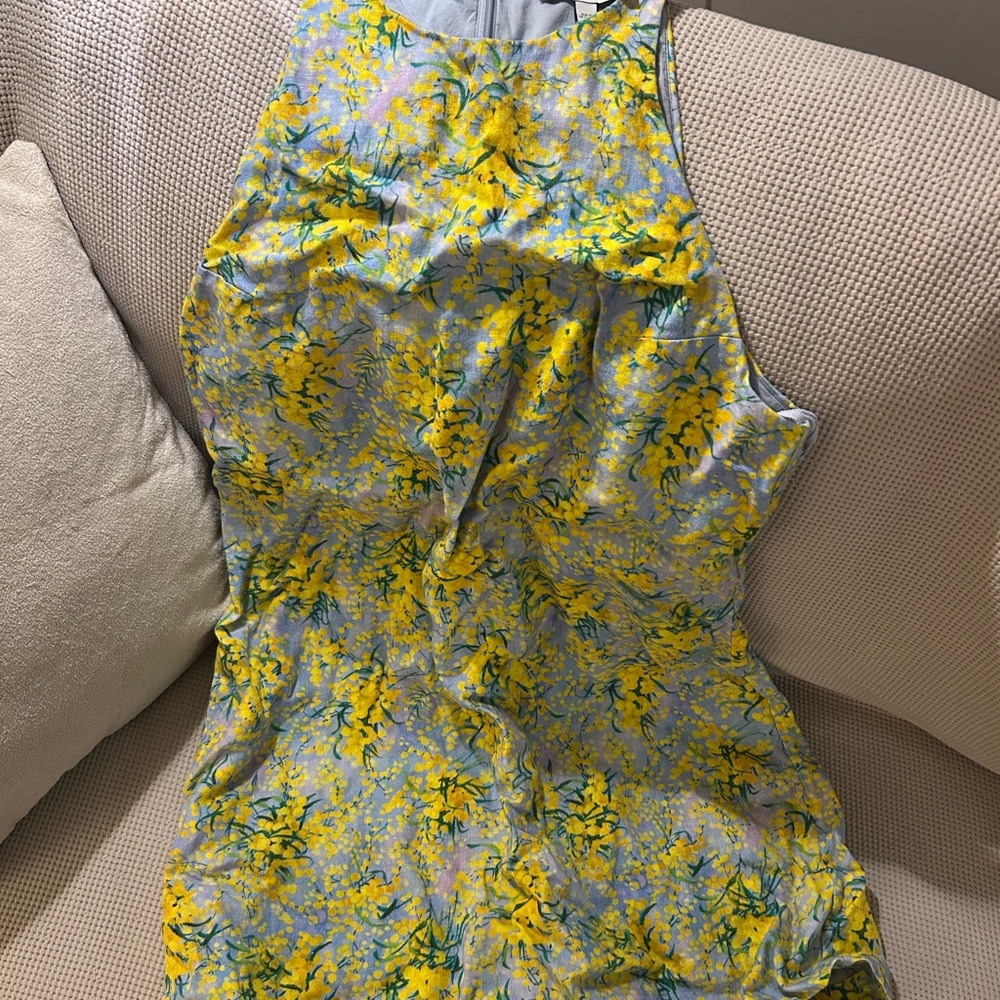 Floral Yellow and Blue Mini Dress